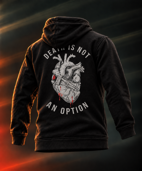 Czarna bluza Death Is Not An Option Bullet Brothers – nadruk z anatomicznym sercem na plecach