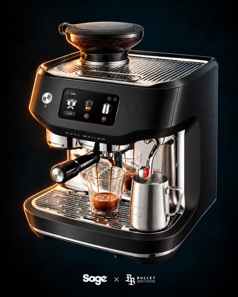 Sage the Oracle Dual Boiler SES995BTR czarny mat – widok z góry, Sage x Bullet Brothers