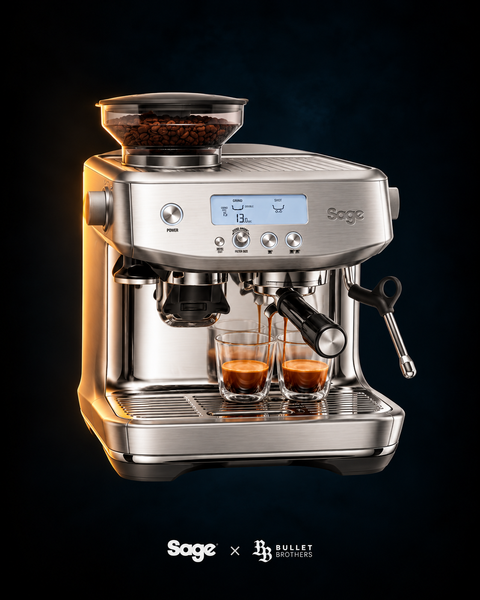 Sage the Barista Pro SES878BSS Stal Szczotkowana – widok z góry, Sage x Bullet Brothers