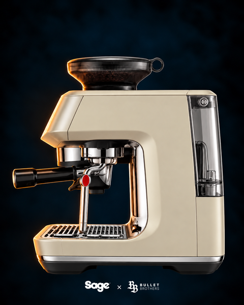 Sage Barista Touch Impress SES882ALM Migdałowy Nugat – widok z boku